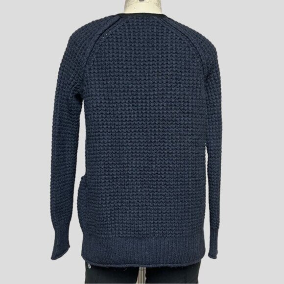 Wilfred Free Navy & Black Wool Chunky Knit Full Zipper Cardigan - Picture 2 of 9